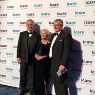 Mark Pittman (last year's winner from Allianz) Michele Casci (EML) with John Nagle (CEO & MD icare)