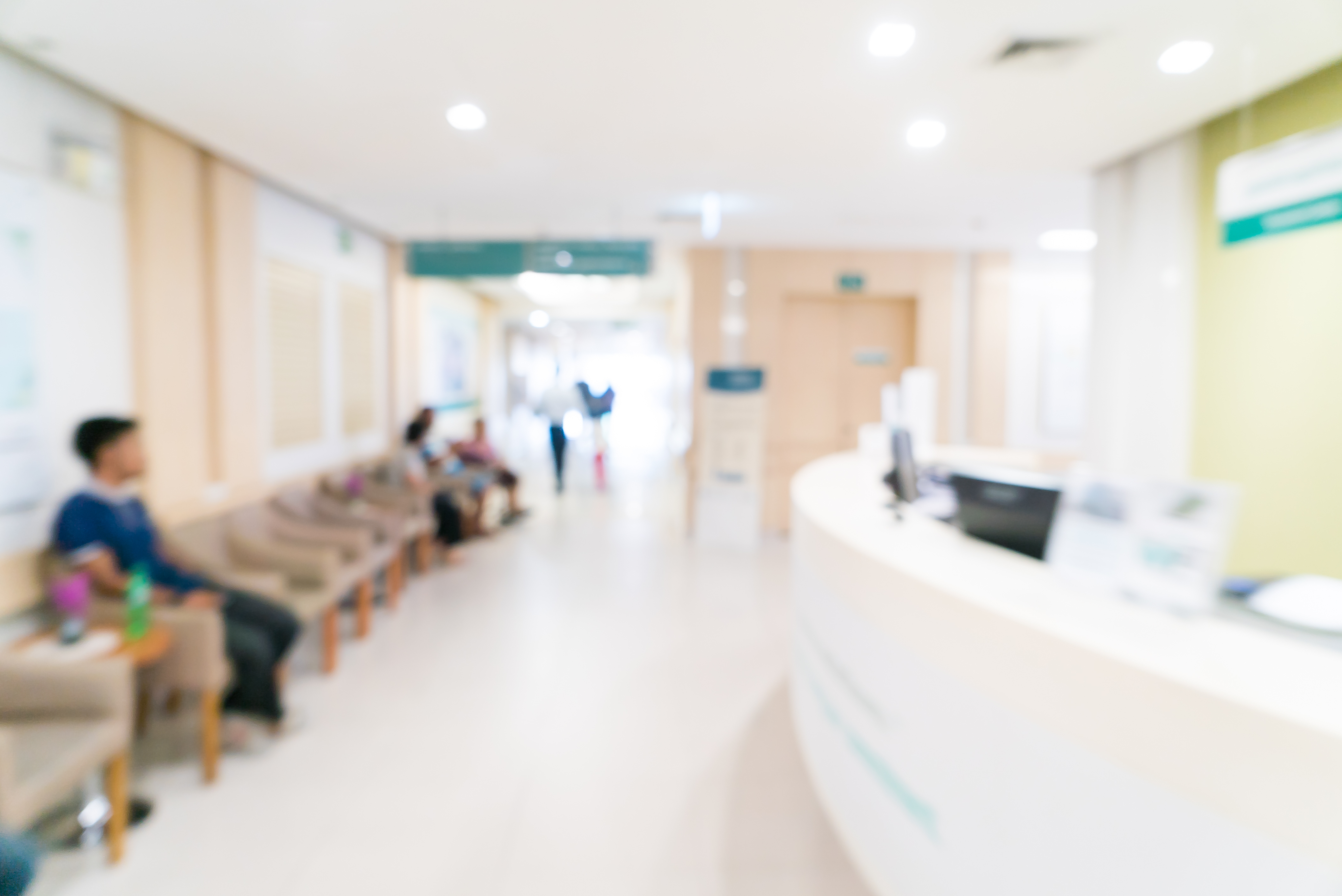 Blurred image of a hospital waiting area
