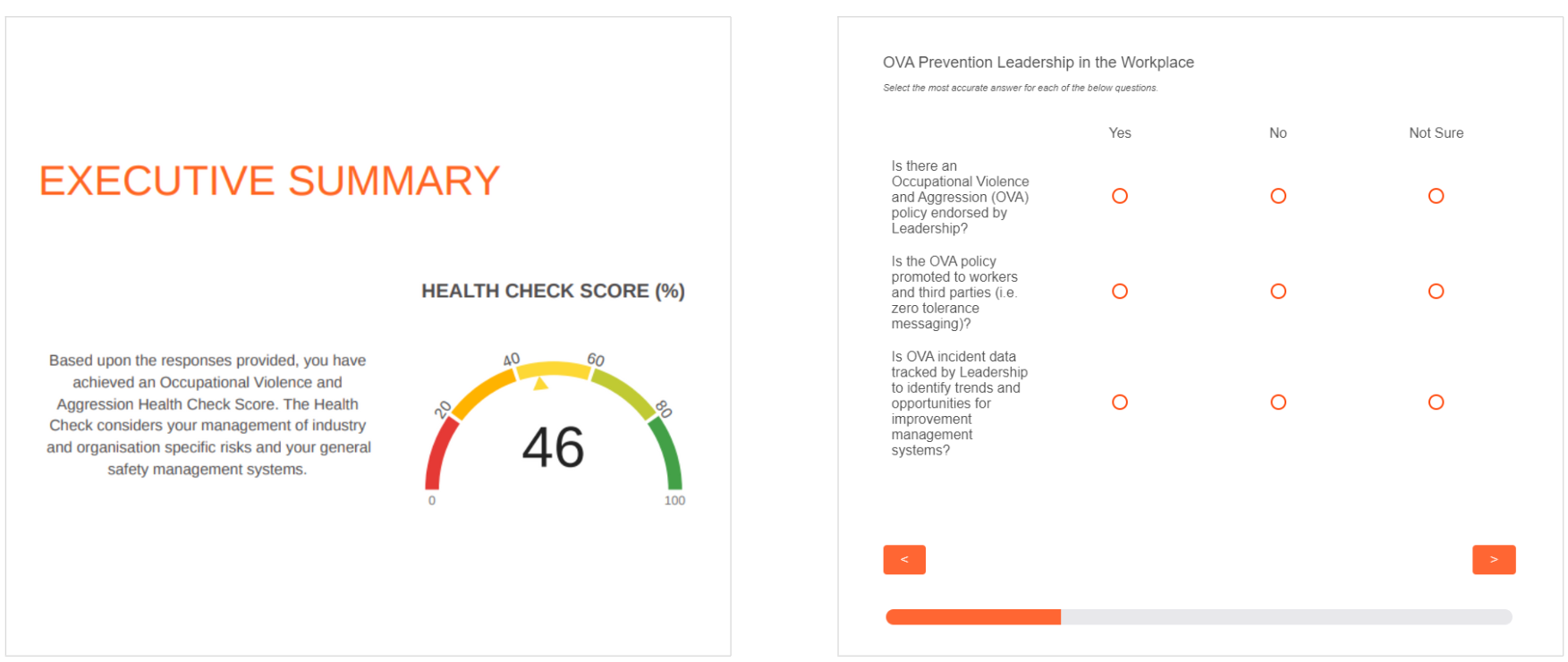 Occupational Violence Aggression Health Check Summary and Survey.
